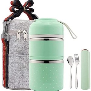 ArderLive Portable Stainless Steel Insulated Lunch Box with Lunch Bag