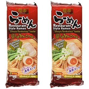 Hikari Menraku Tonkotsu Ramen Noodles, Shoyu, 6.7 Ounce (Pack of 2)