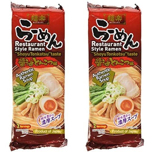 Hikari Menraku Tonkotsu Ramen Noodles, Shoyu, 6.7 Ounce (Pack of 2)