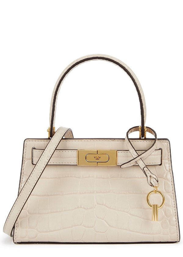 Lee Radziwill petite ivory leather top handle bag