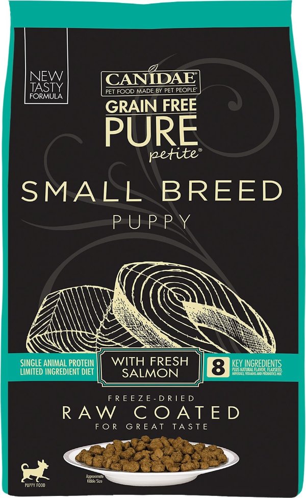 Grain-Free PURE Petite Salmon Formula Small Breed Puppy Limited Ingredient Diet Freeze-Dried Raw Coated Dry Dog Food, 10-lb bag - Chewy.com