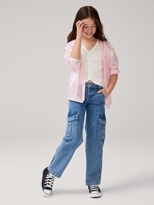 Kids High Rise Cargo Jeans