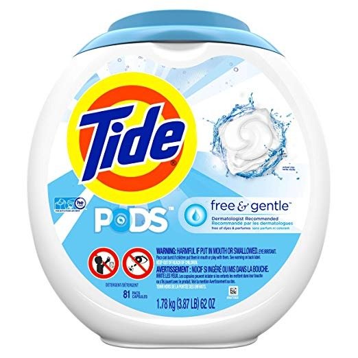 Free and Gentle Laundry Detergent Pods, 81 Count, Unscented and Hypoallergenic for Sensitive Skin
