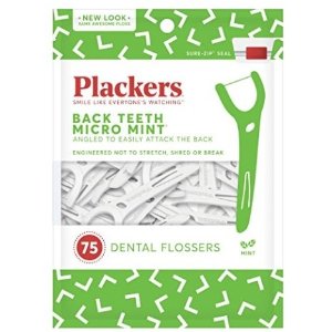 Plackers Back Teeth Micro Mint Dental Floss Picks, 75 Count