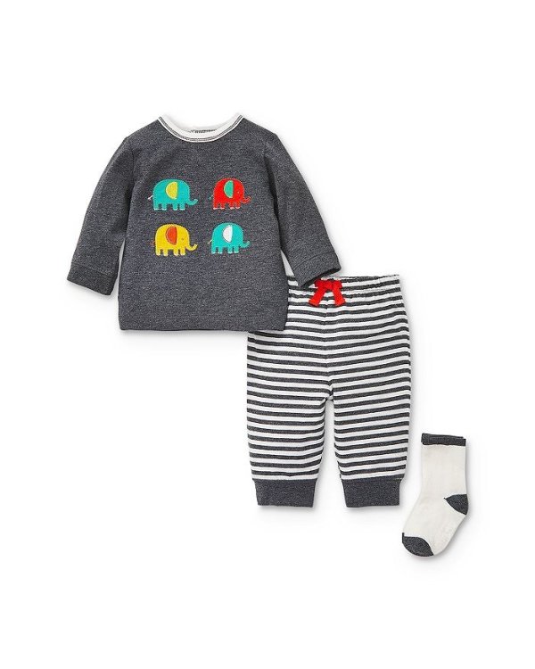 Boys' Elephant Long-Sleeve Tee, Jogger Pants & Socks Set - Baby