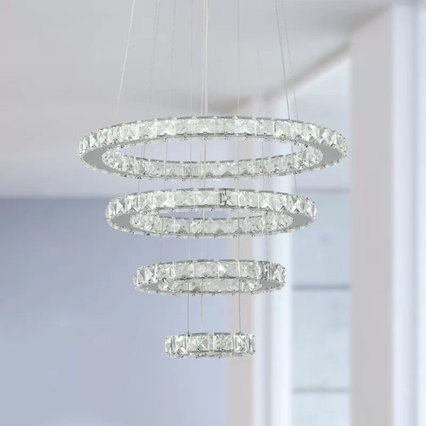 Justina 4 - Light Unique Tiered LED ChandelierJustina 4 - Light Unique Tiered LED ChandelierRatings & ReviewsQuestions & AnswersShipping & ReturnsMore to Explore