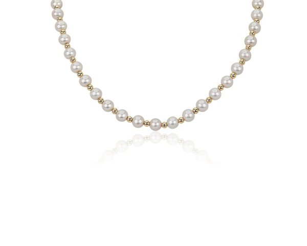 18" Freshwater Bead Necklace in 14k Yellow Gold (7-8mm)