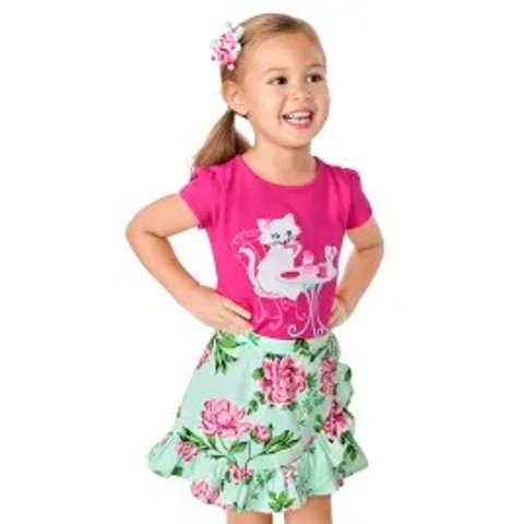 GymboreeGirls Floral Print Woven Ruffle Skort - Time for Tea | Gymboree - GLADE GREEN