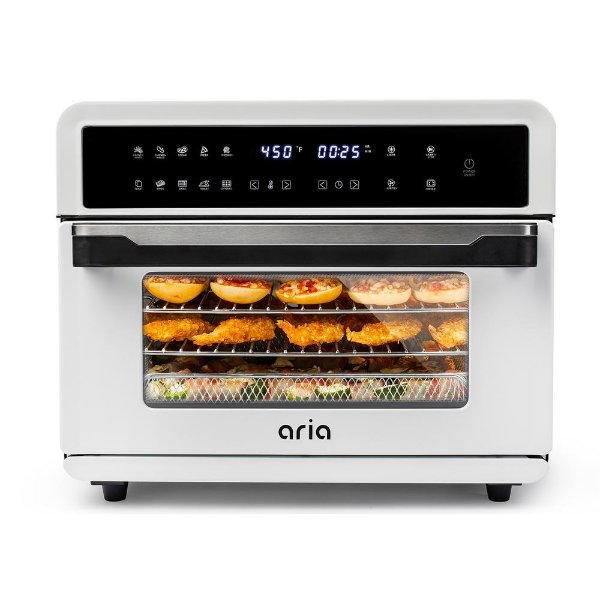 All-in-1 Premium 30 Qt. White Touchscreen Air Fryer Toaster Oven with Recipe Book