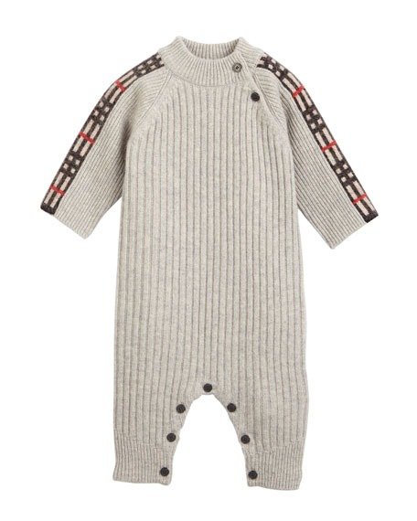 Cathina Check-Trim Rib-Knit Coverall, Size 3-12 Months