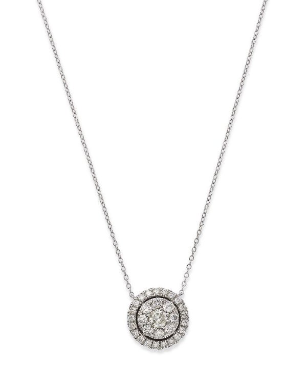 Diamond Cluster Pendant Necklace in 14K White Gold, 1.25 ct. t.w. - 100% Exclusive