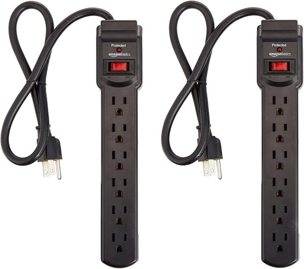 6-Outlet Surge Protector Power Strip 2-Pack