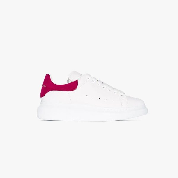 white exaggerated sole leather sneakers