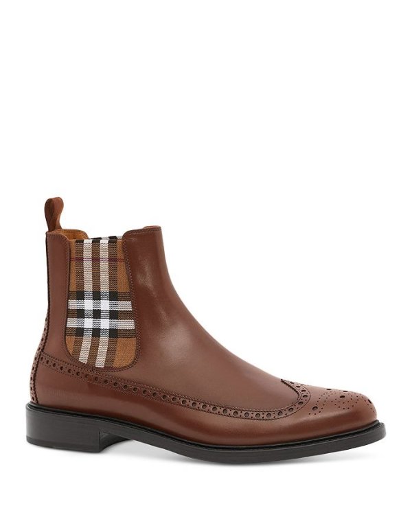 Men's Tanner Check Pull On Wingtip Chelsea Boots