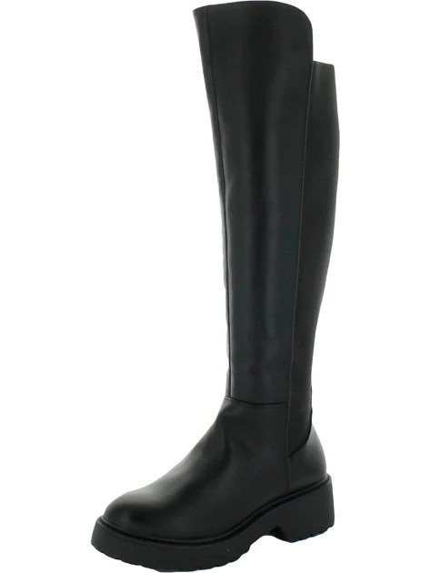callback womens faux leather round toe knee-high boots