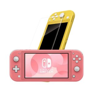 Nintendo Switch Lite Coral with Tempered Glass Screen Protector System Bundle
