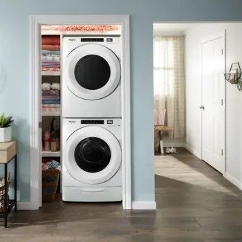 Whirlpool WFW5620HW 27 Inch Front Load Washer with Load & Go™ Dispenser, Steam Clean Option, Quick Wash Cycle, Cold Wash Cycle, Presoak Option, Single Load Dispenser, Closet-Depth Fit, Stainless Steel Wash Basket, Clean Washer with Affresh® Cycle, Intuitive Controls, 4.5 cu. ft. Capacity and ENERGY STAR®