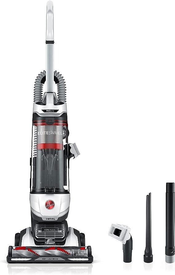 MAXLife Elite Swivel Vacuum Cleaner with HEPA Media Filtration, Bagless Multi-Surface Upright for Carpet and Hard Floors, UH75100, White