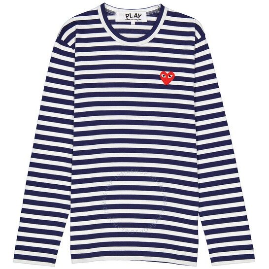 Play Navy / White Long Sleeve Heart Logo Stripe Tee