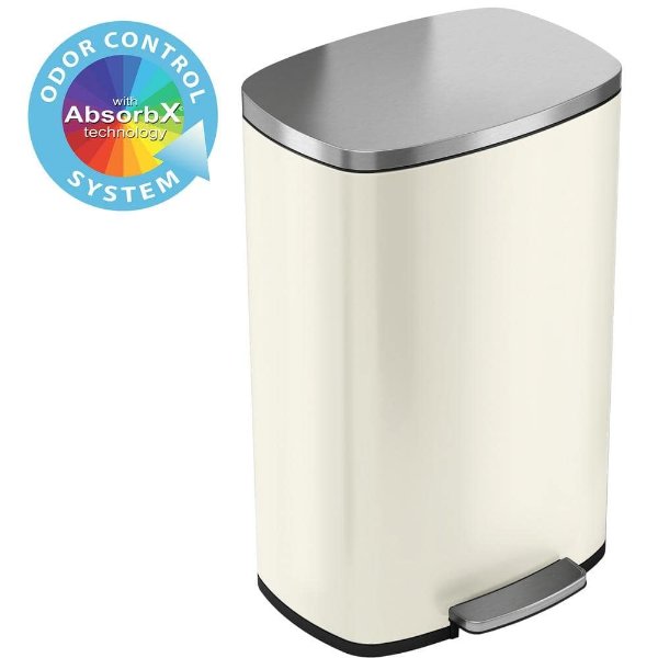 iTouchless Titanium 1.6 Gallon Oval Compost Bin with AbsorbX Odor Filter System, Countertop Trash Can