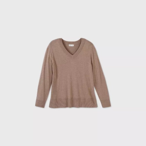 Women's Plus Size V-Neck Pullover Sweater - Ava & Viv™