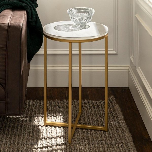 16 in. Marble/Gold Round Side Table-HDF16ALSTMGD - The Home Depot