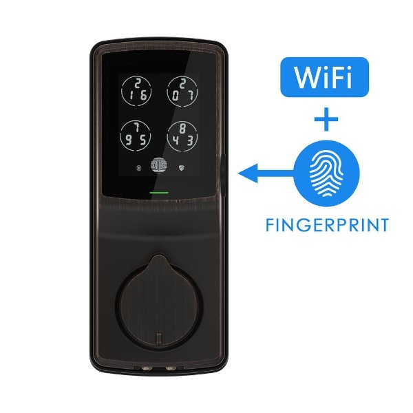 Secure PRO Venetian Bronze Smart Lock Deadbolt with 3D Fingerprint and WiFi (works with Alexa and Google Home)
