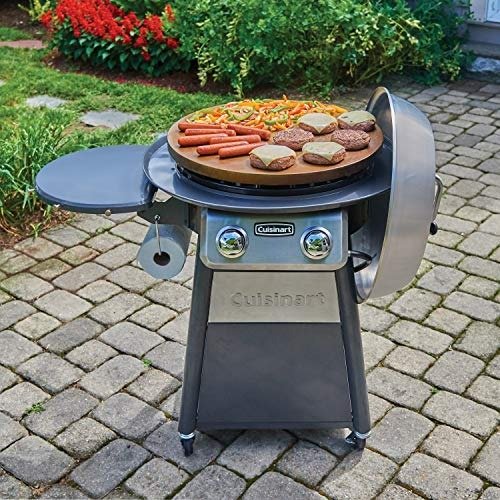 CGG-888 Grill Stainless Steel Lid 22-Inch Round Outdoor Flat Top Gas, 360° Griddle Cooking Center