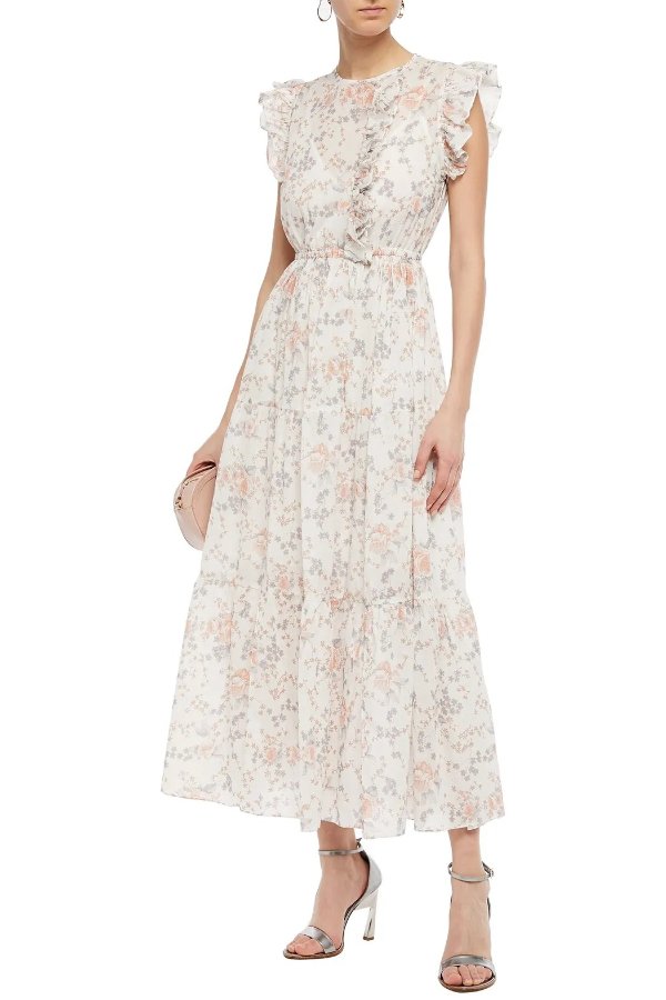 Rosee ruffle-trimmed floral-print cotton-voile maxi dress