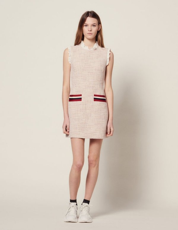 Straight-Cut Short Tweed Dress