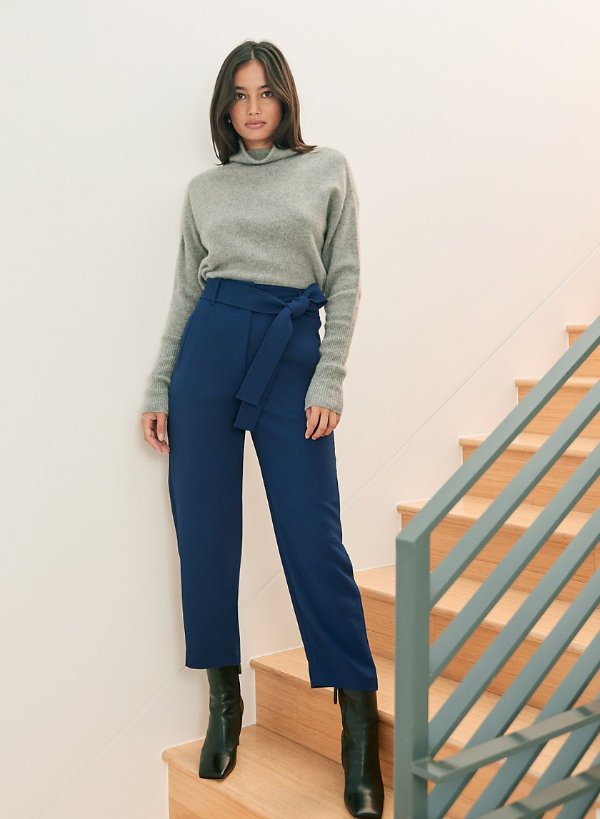 tie-front pant High-waisted, belted pant