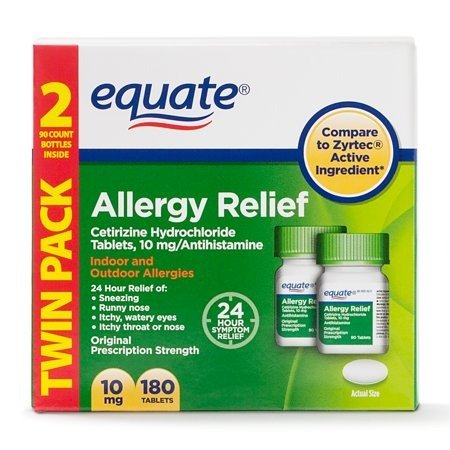 Allergy Relief Cetirizine Tablets, 10 mg, 2 Pack (90 each)