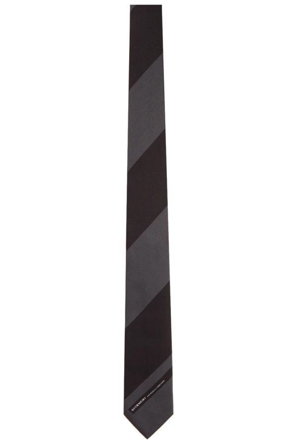 灰色 & 黑色 Blade 条纹真丝领带