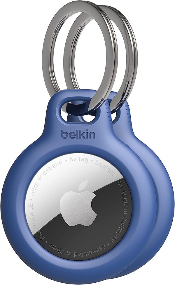 Apple AirTag Secure Holder with Key Ring 2-Pack Blue