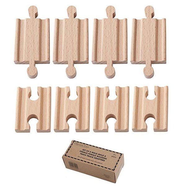 Male-Male Female-Female Wooden Train Track Adapters Fits Thomas Brio Chuggington, Pack of 8