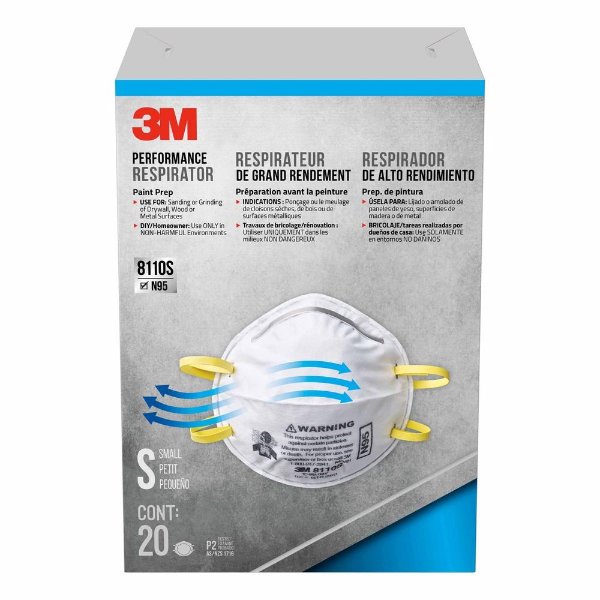 N95 Sanding Painted Surfaces Respirator, Size Small (20-Pack)