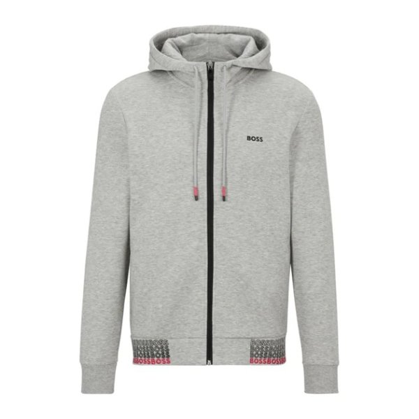 Cotton-blend zip-up hoodie with embroidered logos