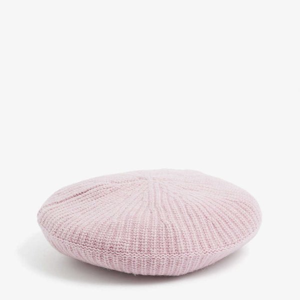 Ribbed flat-top recycled wool-blend beret