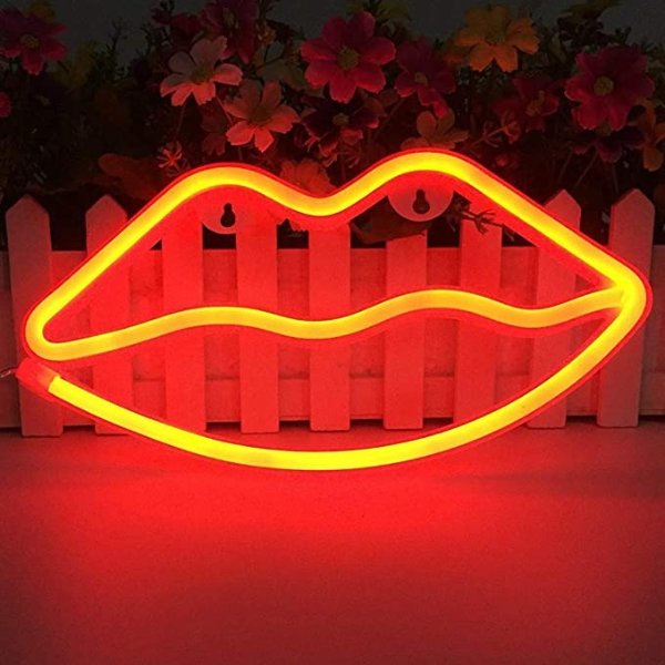 Lips Shaped Neon Signs Led Romantic Art Decorative Neon Lights