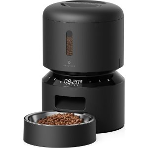 PetlibroAutomatic Cat Feeder, Pet Dry Food Dispenser Triple Preservation with Stainless Steel Bowl & Twist Lock Lid, Up to 50 Portions 6 Meals Per Day, Granary for Small/Medium Pets