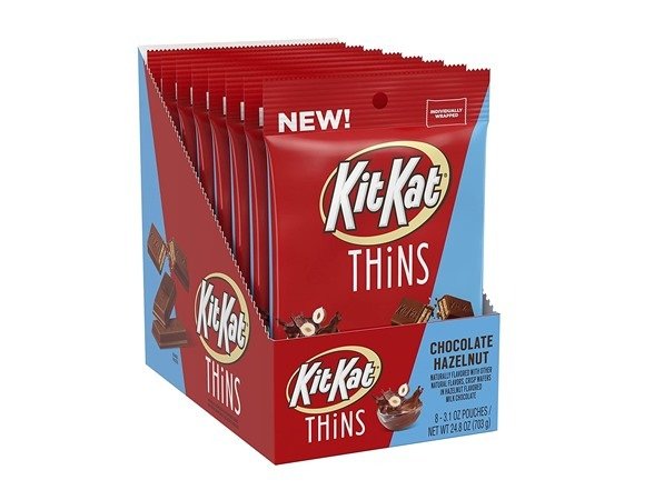 Pack) KIT KAT THINS Chocolate Hazelnut Wafer Candy Bars, 3.1 Ounce (Pack of 8)