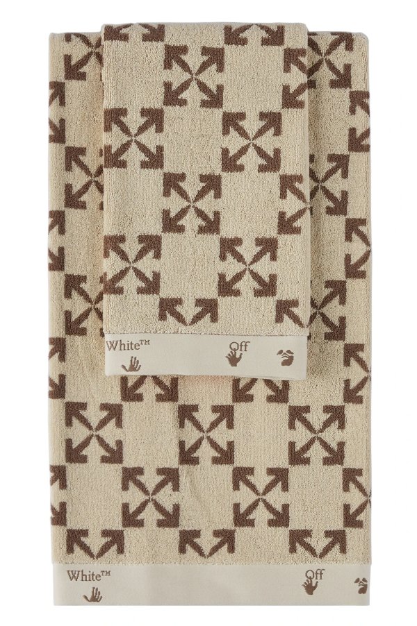 Beige & Brown Arrow Pattern Towel Set