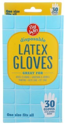 Big Win Disposable Latex Gloves - 30 ct