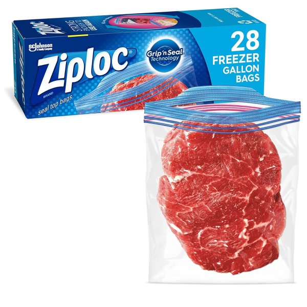 Ziploc 食物冷冻保鲜袋 1加仑容量 28个