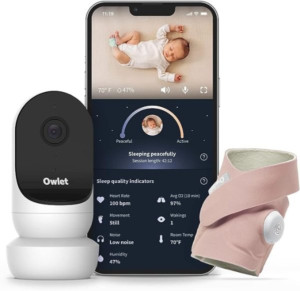 Dream Duo 2 Smart Baby Monitor - 1080p HD Video Baby Monitor with Dream Sock - Baby Foot Monitor and Sensor Tracks Heartbeat and Oxygen Levels in Infants and Newborns