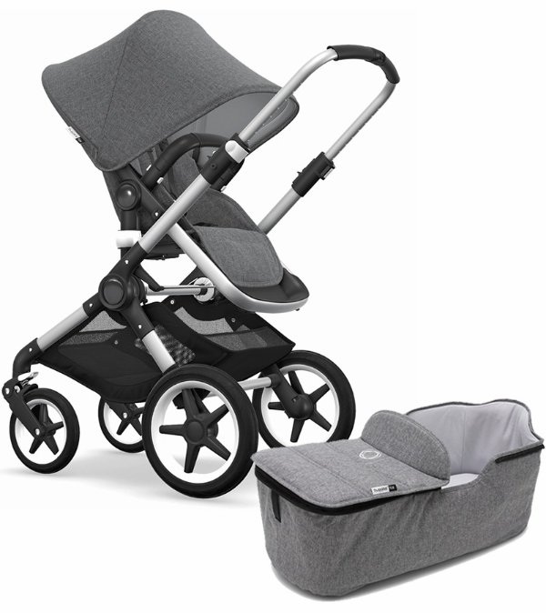 Fox Complete Stroller and Bassinet Bundle - Aluminum/Grey Melange/Grey Melange