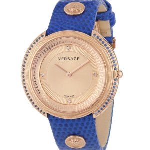 Versace Women&#39;s &quot;Thea&quot; Diamond and Sapphire-Accented Gold Ion-Plated Watch 