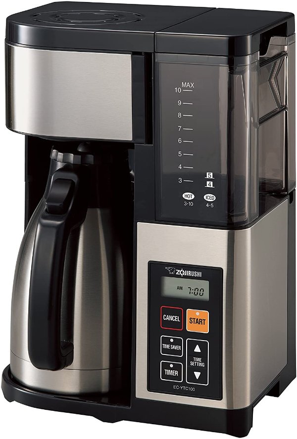 EC-YTC100XB Coffee Maker, 10 Cup, Stainless Steel/Black