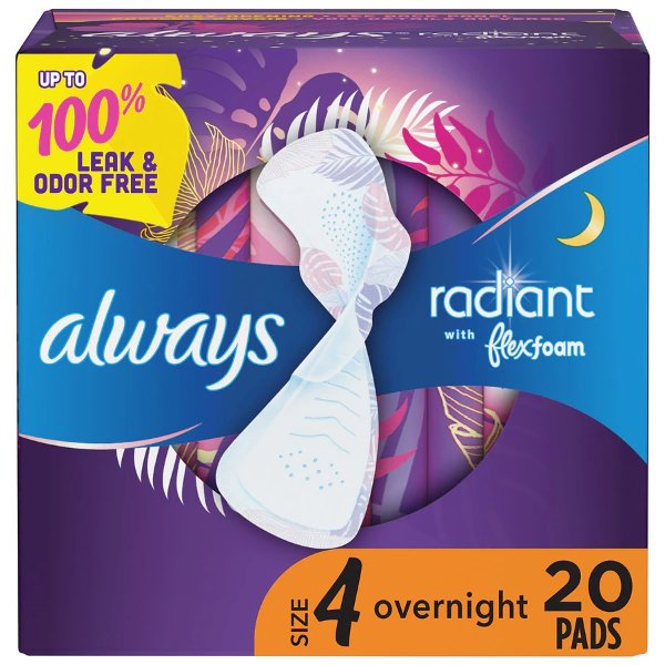  Radiant Pads, Overnight with Wings Size 4