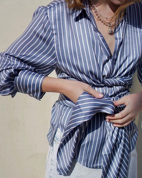 COSA Wrap blouse with stripes